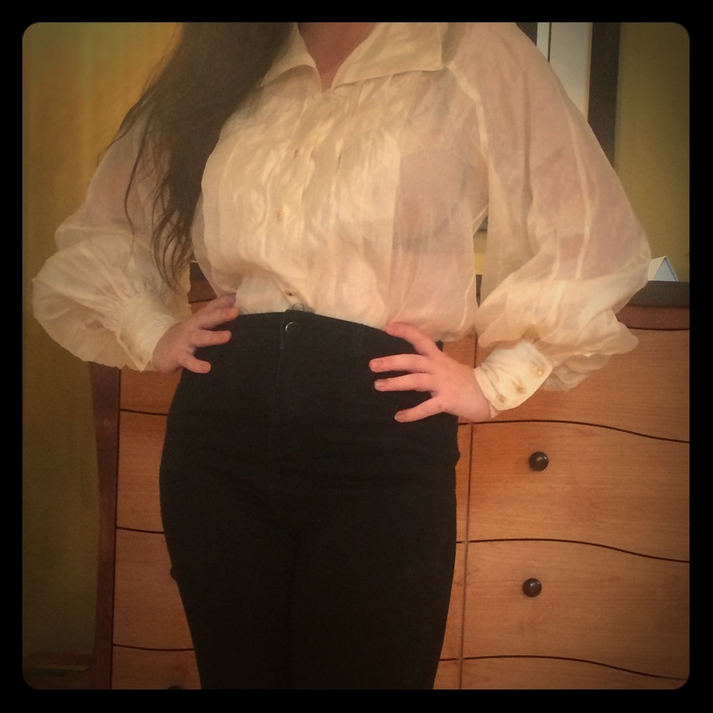 Creamy Sheer Vintage Blouse, stylish and rare.